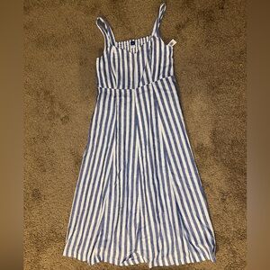Old Navy Cotton Dress Blue White Striped Womens Medium NWT